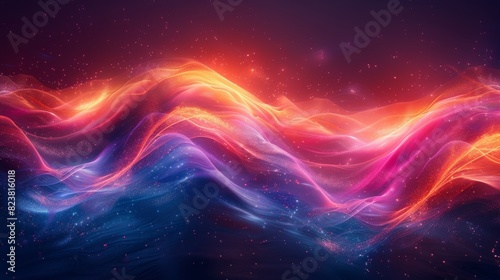A mesmerizing image capturing waves of vibrant colors and sparkling light, reminiscent of a magical, dreamlike landscape