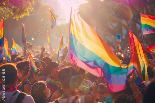 A Vibrant Celebration of Diversity at a Colorful Pride Parade. Pride Month. Celebration of the LGBTQ+ community