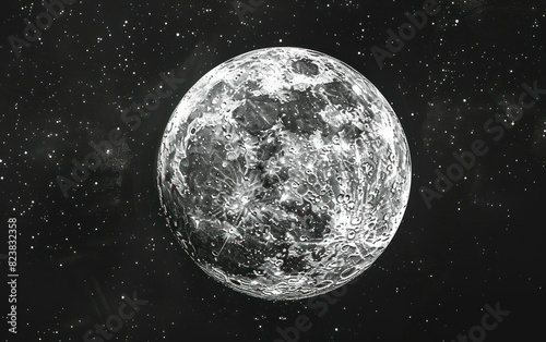 Detailed Moon Texture in Space