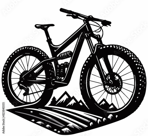 Czarny rower górski - wektor