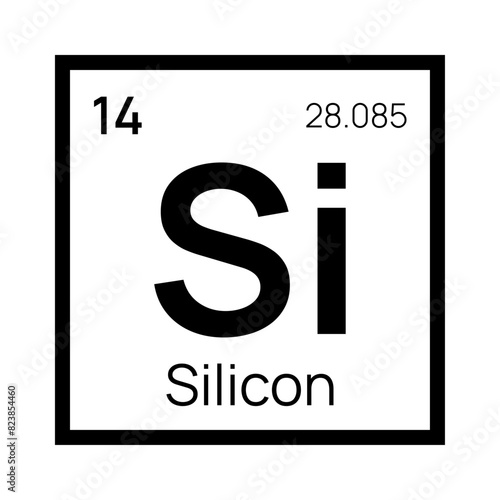 Silicon chemical element of the periodic table. Vector isolated symbol Si