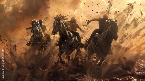 horsemen Military horsemen ride horseback
