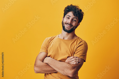 Man positive face confident person guy portrait cool young adult cheerful happy background smile