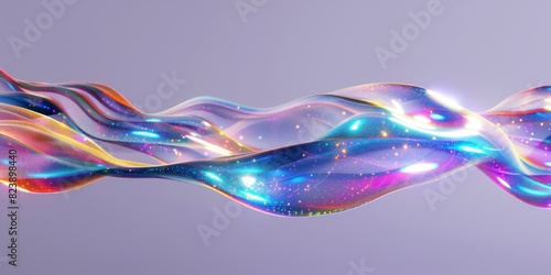 Abstract colorful gradient wave 3d rendering, chromatic dispersion