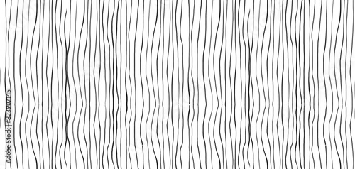 Hand drawn thin black wavy vertical lines pattern on a white background. Seamless vector design for textiles, wallpapers, and prints
