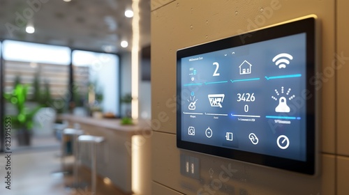 Detailed Photo of a Light Tan Home Automation System Interface, Highlighting Smart Home Technology