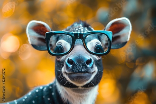 a tapir wearing glasses with a cute face