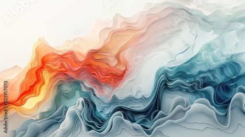 D Rendered Abstract Painting A Vibrant Symphony of Soft Muted Colors on a Seamless White Backdrop
