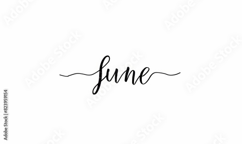A simple, minimalistic single line signature of the word "june" on a white background The text is bold and cursive in style with thin black lines Generative AI