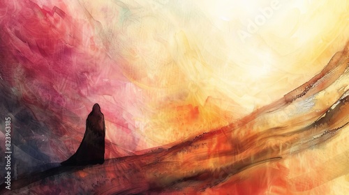 biblical scene of rahab and the scarlet cord faith and courage abstract watercolor illustration