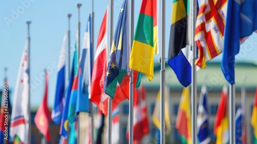 countries flags, global trade, world economics, international business exchange