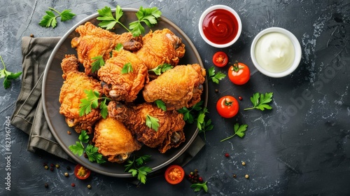 crispy fried chicken thighs meal golden brown and delicious appetizing food photography