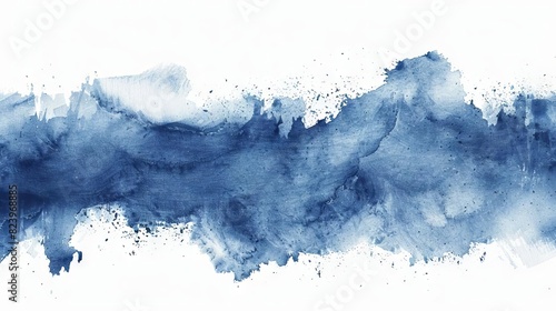 dark blue watercolor stain on white background abstract artistic element digital painting