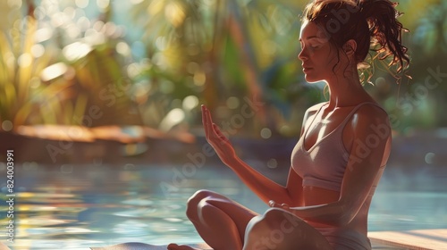 a woman is doing yoga for relaxation realistic