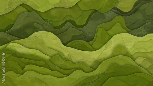  A high-resolution digital picture of a verdant mountaintop surrounded by undulating slopes and a cerulean atmosphere