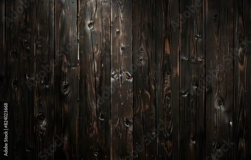 Dark brown wooden background with rough wood texture, dark and moody, grainy, detailed, photo realistic, hyperrealistic