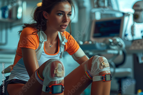 A person undergoing physical therapy to rehabilitate injured muscles and regain strength and mobility. Concept of rehabilitation and physical recovery. Generative Ai.