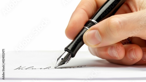 Hand Signing a Document with a Pen. Generative ai
