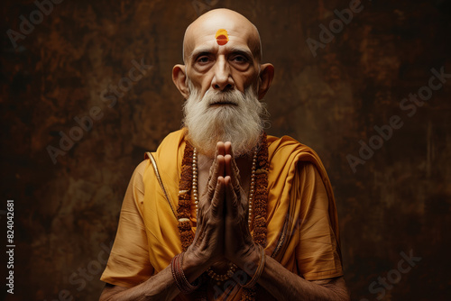 Portrait Photo of a Hindu Monk, Brahman, Generative AI