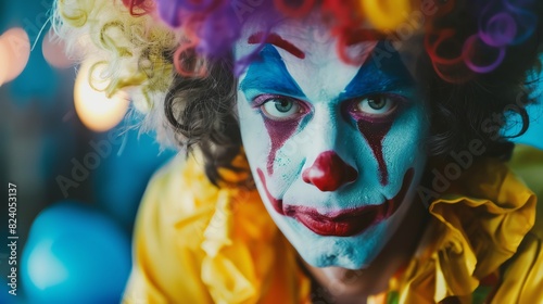 Portrait of a clown looking forward
