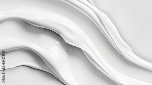 Curved lines of a makeup cream blending together on white background.