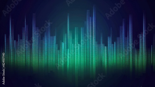 background digital equalizer green of music