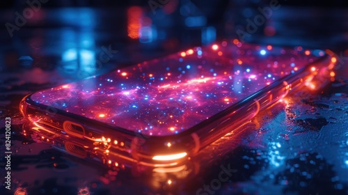 Realistic die cut sticker glowing on a smartphone case