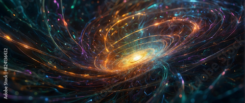 Cosmic galaxy with swirling light patterns