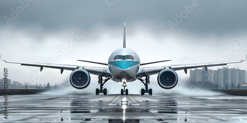 A passenger plane preparing for takeoff. Concept Aviation, Air Transportation, Passenger Plane, Takeoff, Travel