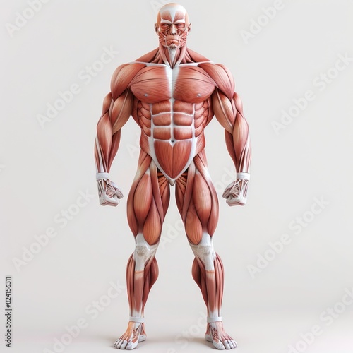 Anatomy of human muscles: comprehensive visual representation revealing intricacies and functionality of the muscular structure, an educational resource for medical studies and fitness enthusiasts.