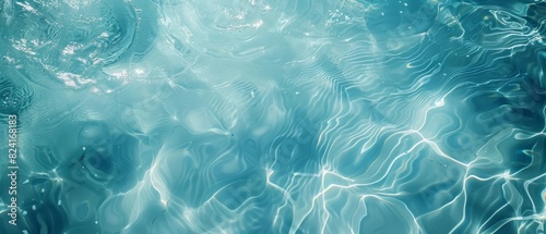 Crystal clear blue water texture with bubbles, capturing the essence of freshness and purity. Ideal for backgrounds, summer themes, and aquatic designs.