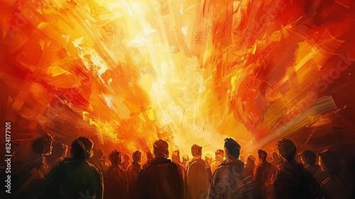 pentecost tongues of fire descending on diverse people unity in the holy spirit copy space digital painting