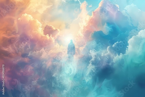 heavenly illustration of god in ethereal sky divine presence and spirituality concept