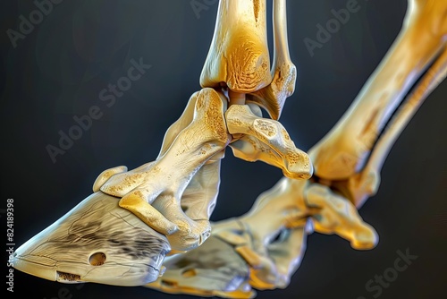 horse skeleton pastern bone anatomy closeup 3d medical illustration