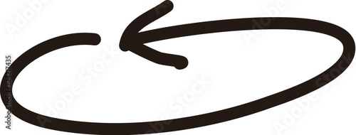 Black circular arrow in hand-drawn style