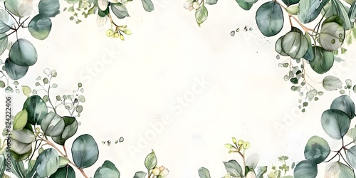 Watercolor wedding invitation featuring eucalyptus leaves and jasmine flowers. Concept Wedding Invitations, Watercolor Design, Eucalyptus Leaves, Jasmine Flowers, Greenery Theme