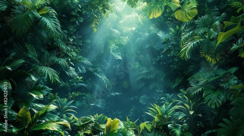 Background Tropical. Within the lush canopy, the rainforest acts as a sanctuary of life, with every leaf, vine, and branch playing a vital role in preserving the delicate balance of the ecosystem.