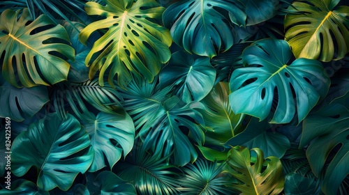 Background Tropical. Enveloped by dense foliage, the rainforest forms a protective canopy, safeguarding the delicate ecosystem below and ensuring the survival of countless species from harsh elements.