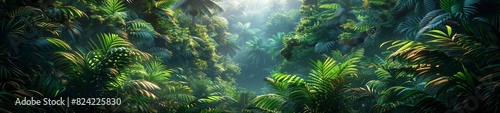 Background Tropical. Within the verdant foliage, the rainforest breathes with constant growth and movement, reflecting the ever-changing nature of this vibrant ecosystem.