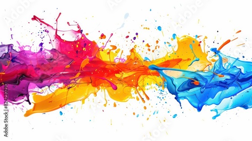 colorful paint splash wallpaper with bold and vibration colors on a white background