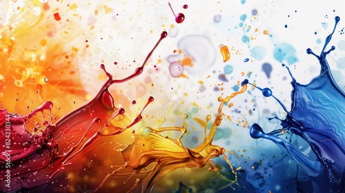 colorful paint splash wallpaper with bold and vibration colors on a white background