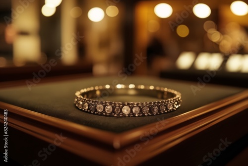 Close-up on diamond jewelry on diamond jewelry store