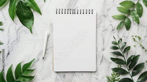 White background with space for text surrounding a notepad
