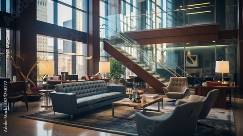 A photo of a well-lit law firm lobby