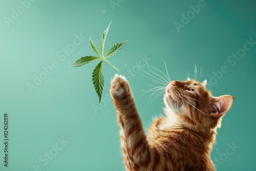 Cat is happy with cat marijuana , cannabis medicine, Generative AI