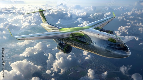 Innovative Eco-Friendly Airplane Concept with Air Pocket Optimization for Maximum Fuel Efficiency, Vibrant and Detailed Design