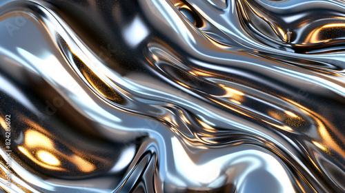 Abstract wallpaper featuring the fluidity of liquid metal ,Metallic abstract wavy liquid background ,Chrome effect, liquid fonts, metal, modern or innovative feel particles animals, textures, psycho 