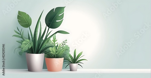 isolated on soft background with copy space Plants concept, illustration