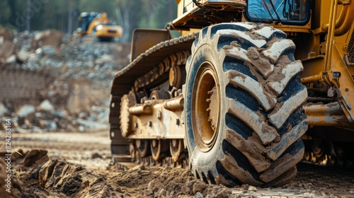 An equipment operator performing a routine check and tuneup on a motor grader keeping its engine in top condition and ready for smooth operation on the job.