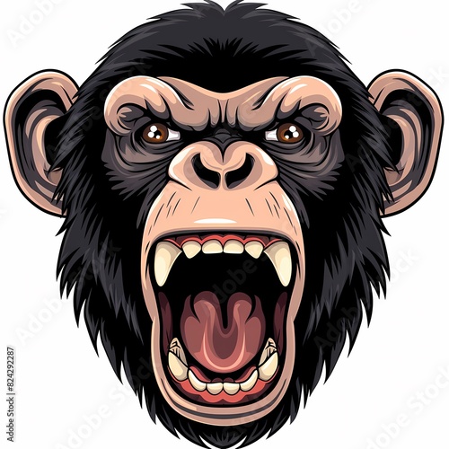 Angry screaming chimpanzee mascot